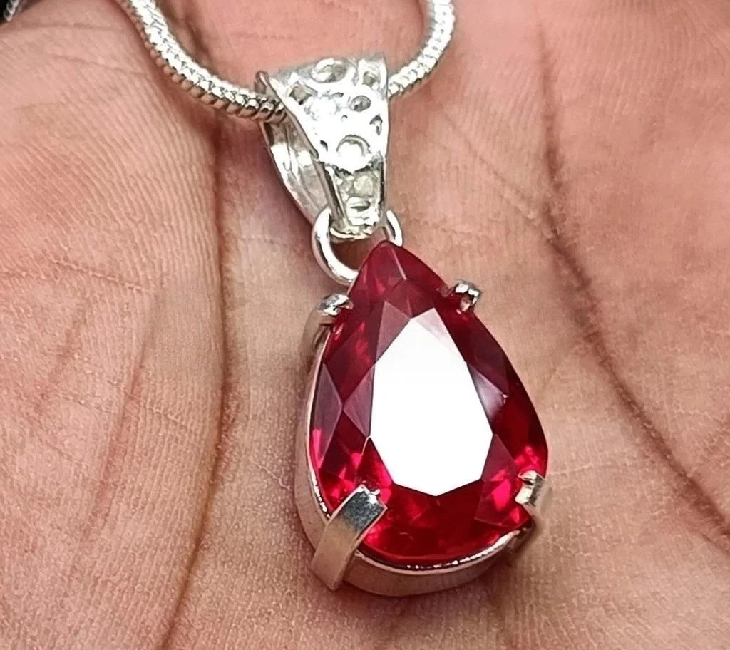 Certified Burma Red Ruby 24 Ct+ Loose Gemstone Natural 925 Solid Silver Pendant