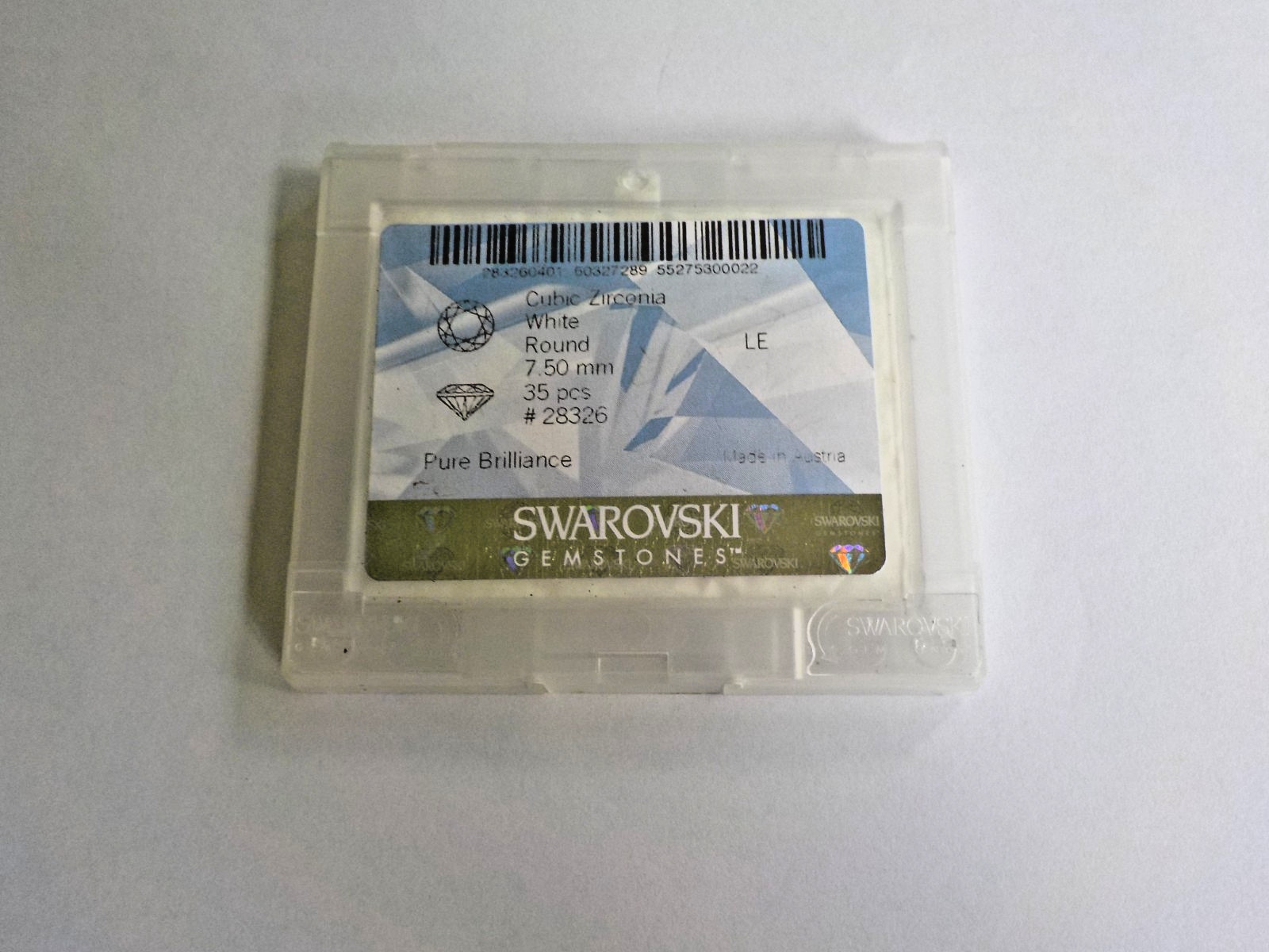 Swarovski Cubic Zirconia Pure Brilliance Round 7.50 mm Austria Clear Same 1 Box