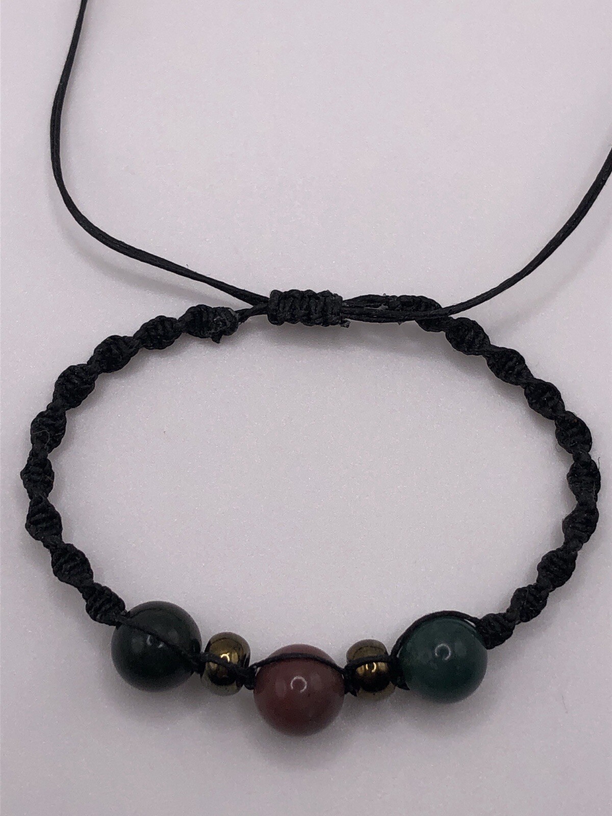 Handmade Macrame Spiral Knot, Adjustable Bracelet with Fancy Jasper Gemstones