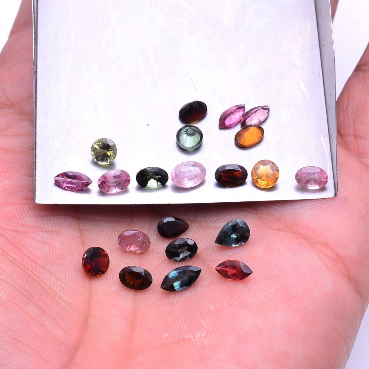 21 Pcs Natural Tourmaline Multi-Color 4.77mm-7.83mm Sparkling Loose Gemstones