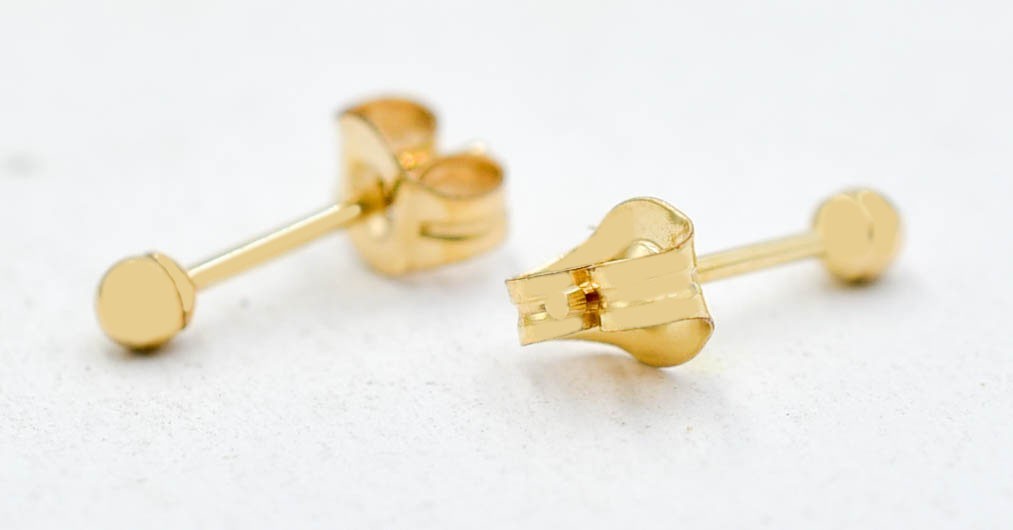 BALL SM STUD EARRINGS 14K YELLOW GOLD – Made in USA – NEW WITH TAG