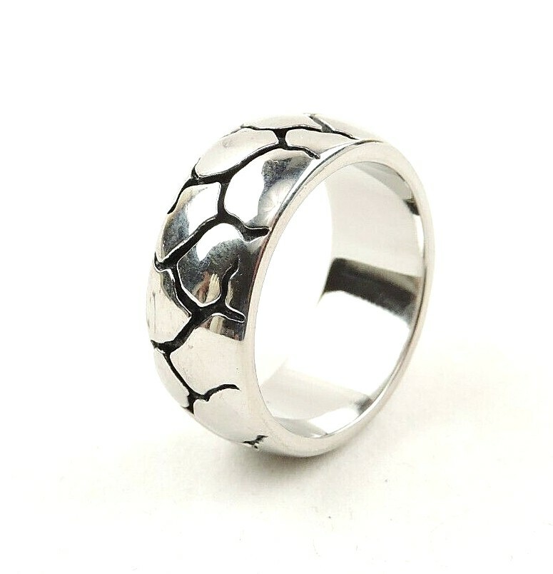Stainless Steel 9 mm Wide Snake Skin Band Ring – Free Gift Packaging