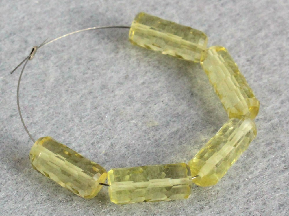 AAA Natural Lemon Quartz Faceted Tube Log Gemstone Beads
