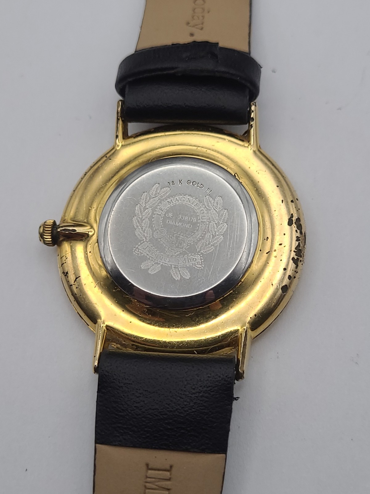 Jacques Edho 18K Gold Plated Unisex Watch Black Dial Working