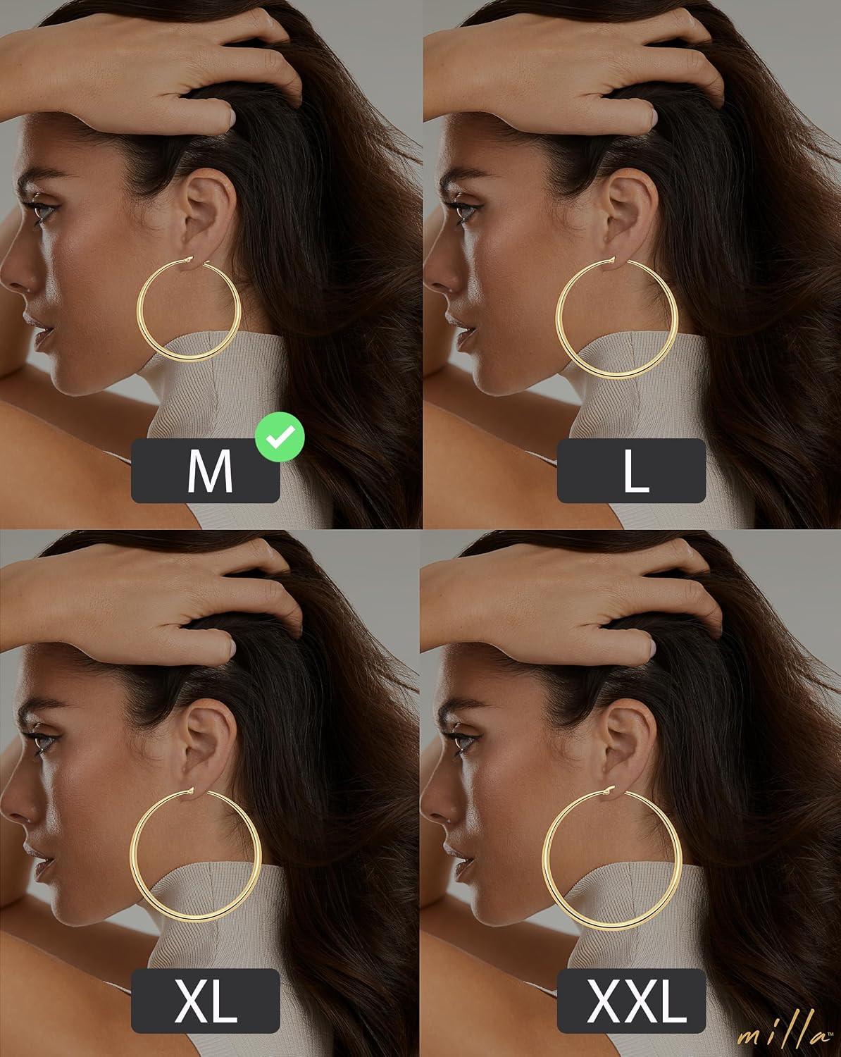 Graduated Hoop Earrings for Women | Elegant Curved Profile, Comfortable Fit, Ava
