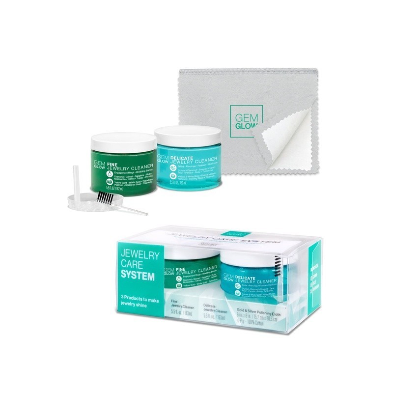 Jewelry Care System Kit Fine Delicate Cleaning Polishing Cloth Basket Brush New