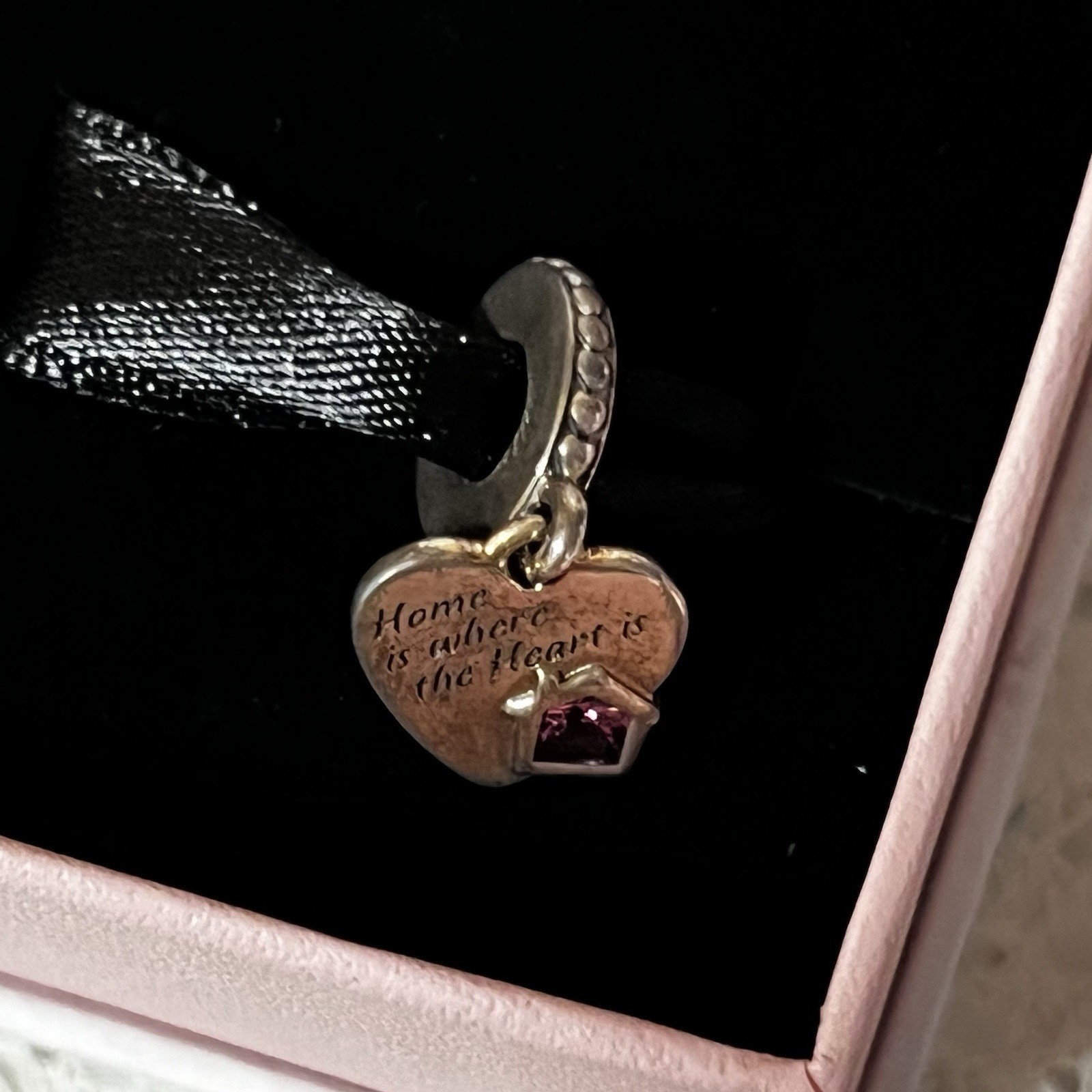 NWOT Pandora Moments 925 Silver Love My Home Heart Dangle Charm 799324C01
