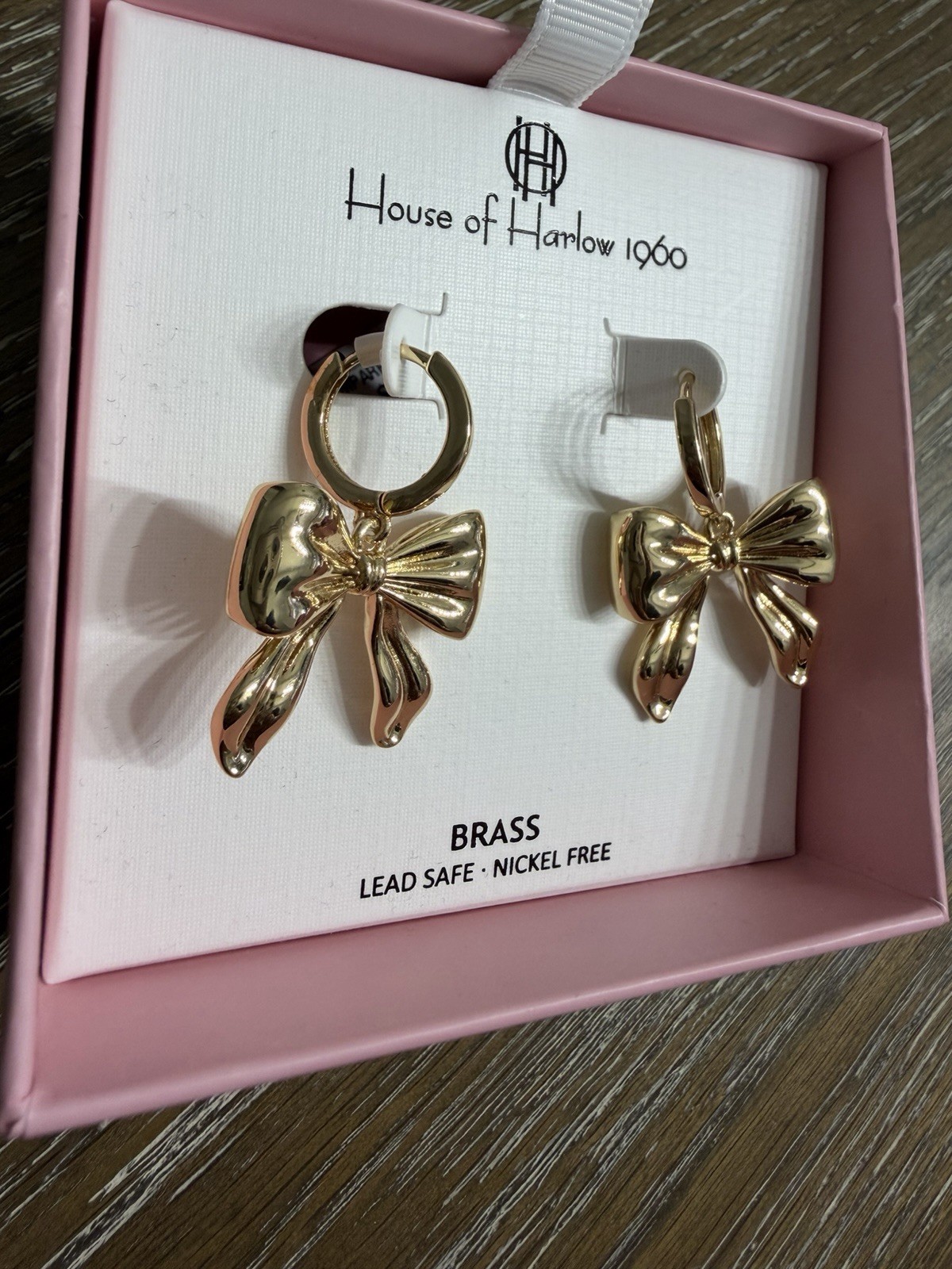 House of Harlow 1960 Goldtone Coquette Bow Hoop Earrings