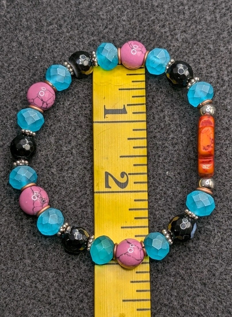 Colorful Cross Mixed Fun Beaded Stretch Bracelet (19cm) M/L Wrist