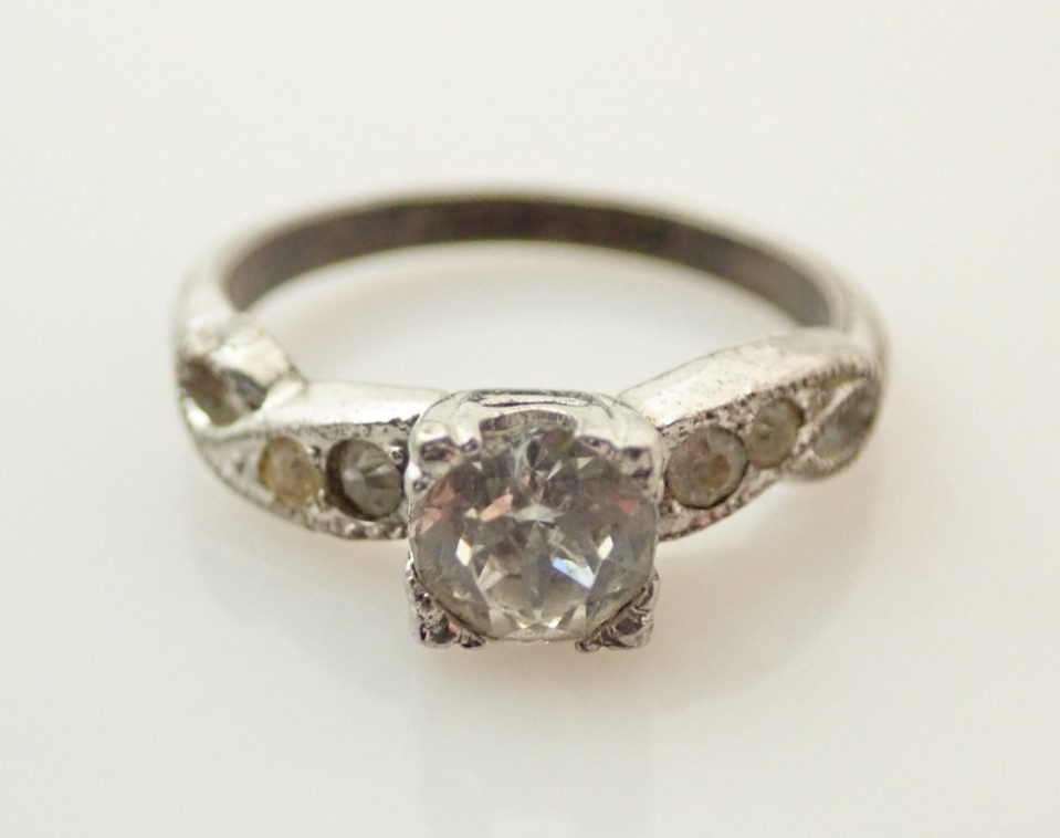Vintage Art Deco C&C Clark & Coombs Signed Wedding Sterling Ring Sz 5