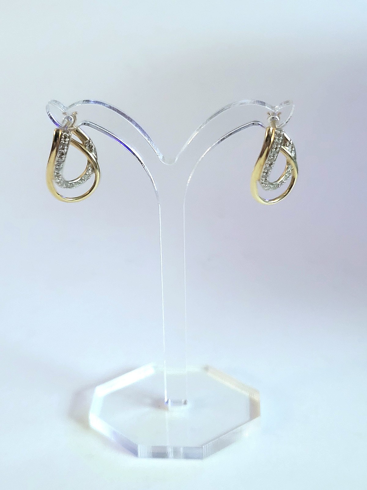10K Yellow Gold Twist Earrings w/ Pave Diamond Design 3.12 Grams