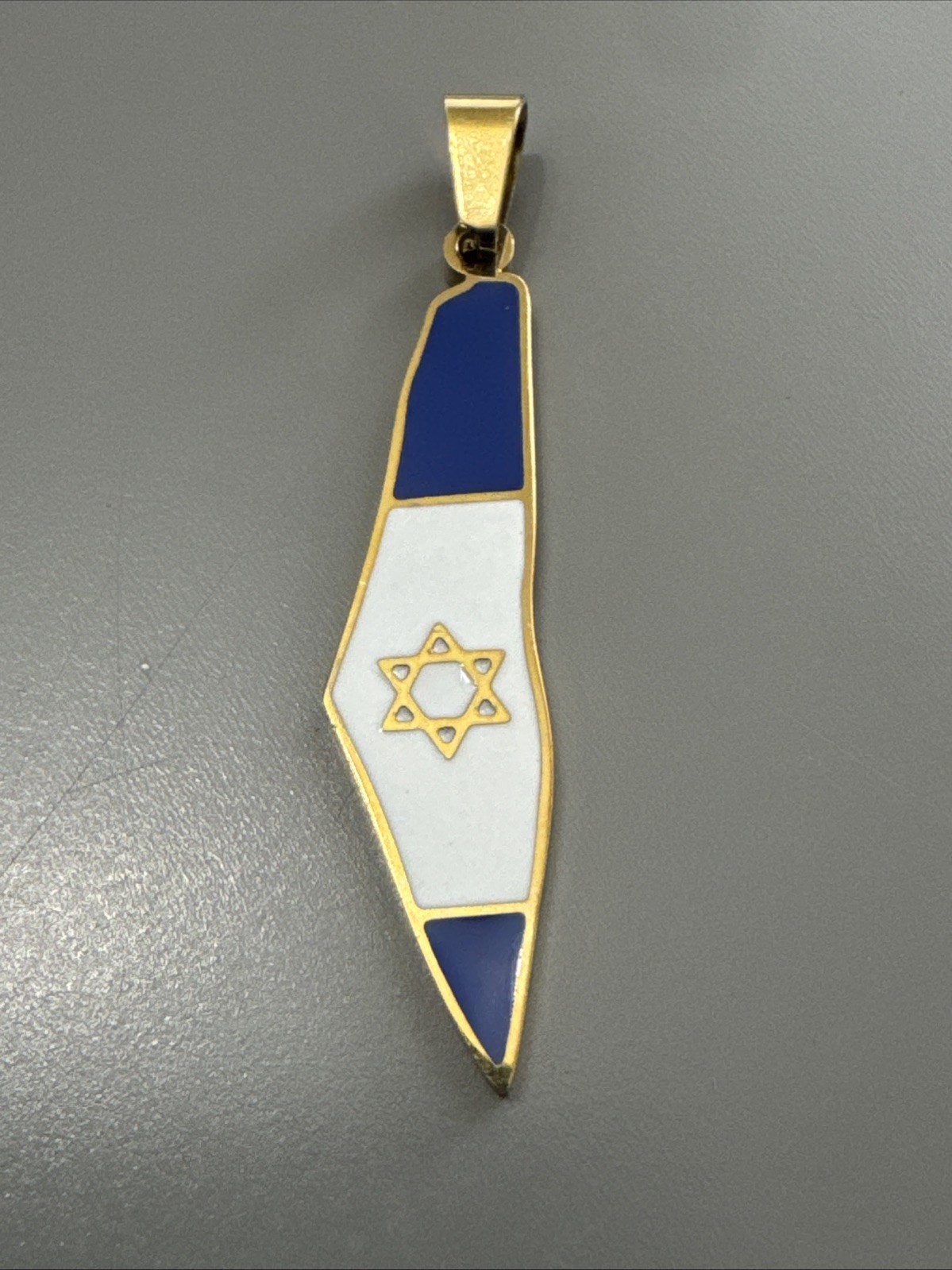 Map Of Israel Pendant Jewish Stainless Steel Gold Tone 18” Necklace Unisex