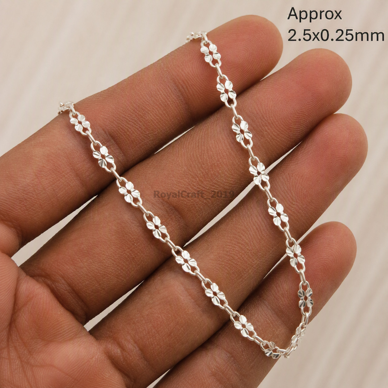 Solid Silver Flower Station Bracelet Cut Out Wrist Chain Jewelry