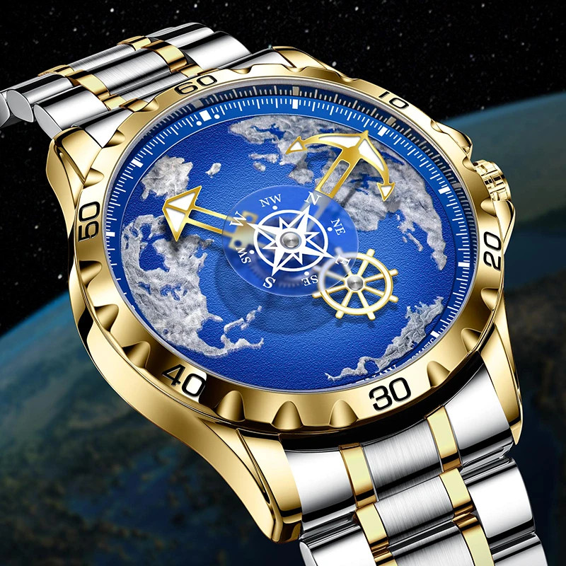 New Design Men Watches Nautical Series Traveler Stainless Steel Glowing Watch
