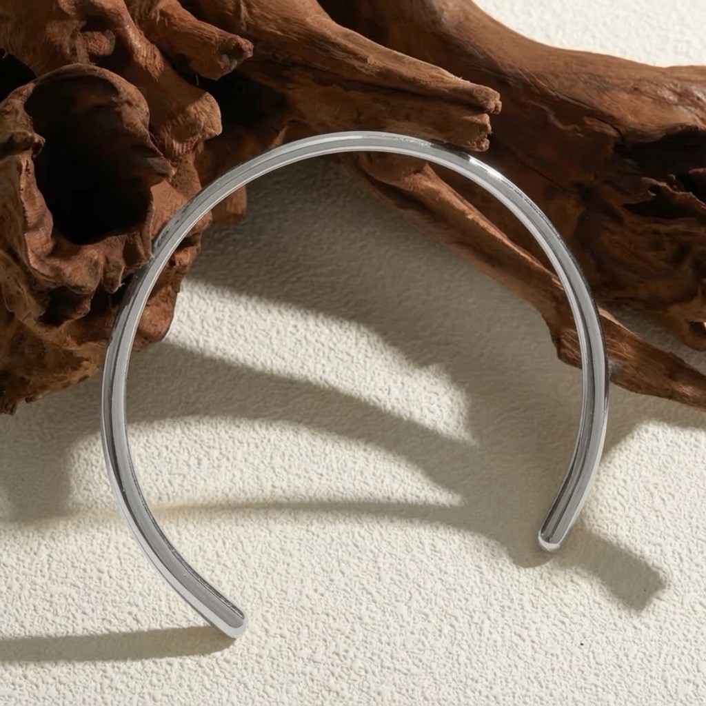 Minimalist Silver Stainless Steel Torque Choker Necklace Open Collar Jewelry