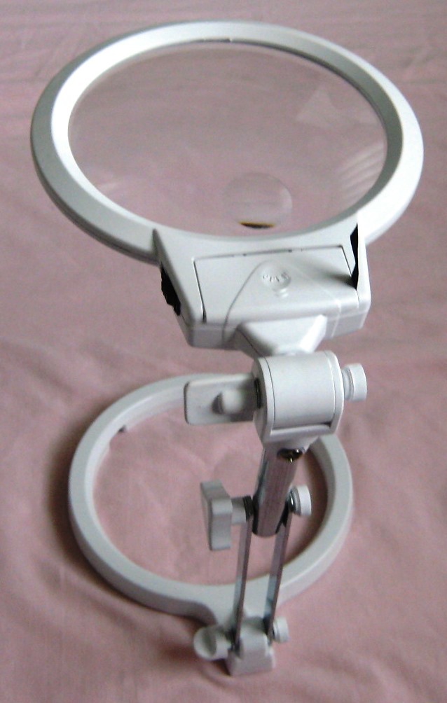 Hands-Free Folding Tabletop 2x and 6X Magnifier w LED Light 3 AAA Batteries Inc