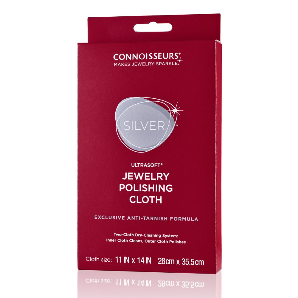Connoisseurs Silver Jewelry Polishing Cloth Cleans and Polishes All Silver Jewe