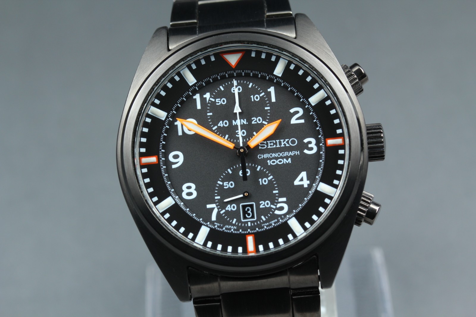 [Near MINT] SEIKO Chronograph 7T94-0BL0 Black Dail Quartz Men’s From Japan #3579