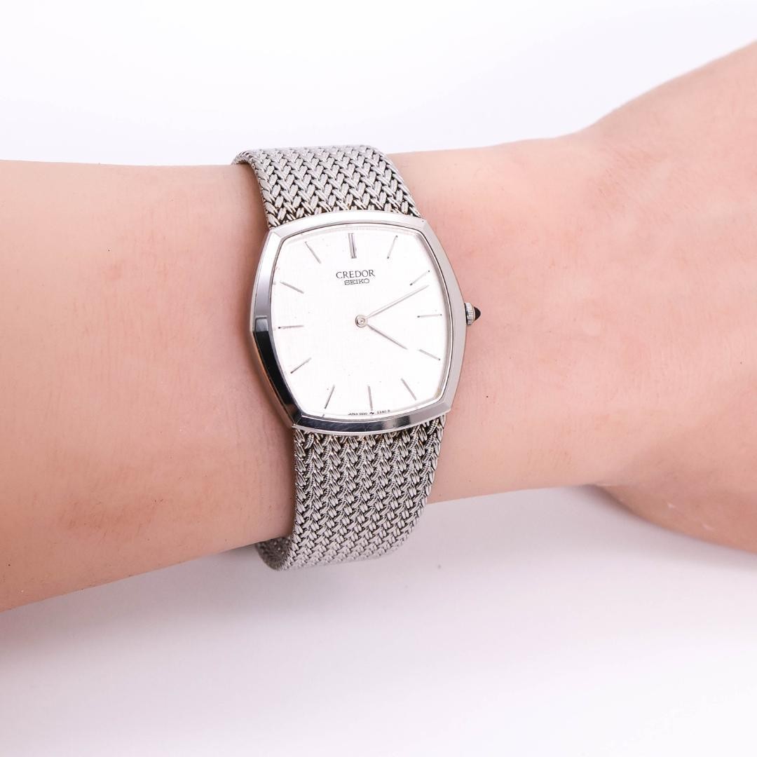 Seiko Credor 5930-5390 Quartz Silver Mesh Band wrist 18.3cm/7.2in NB/NA
