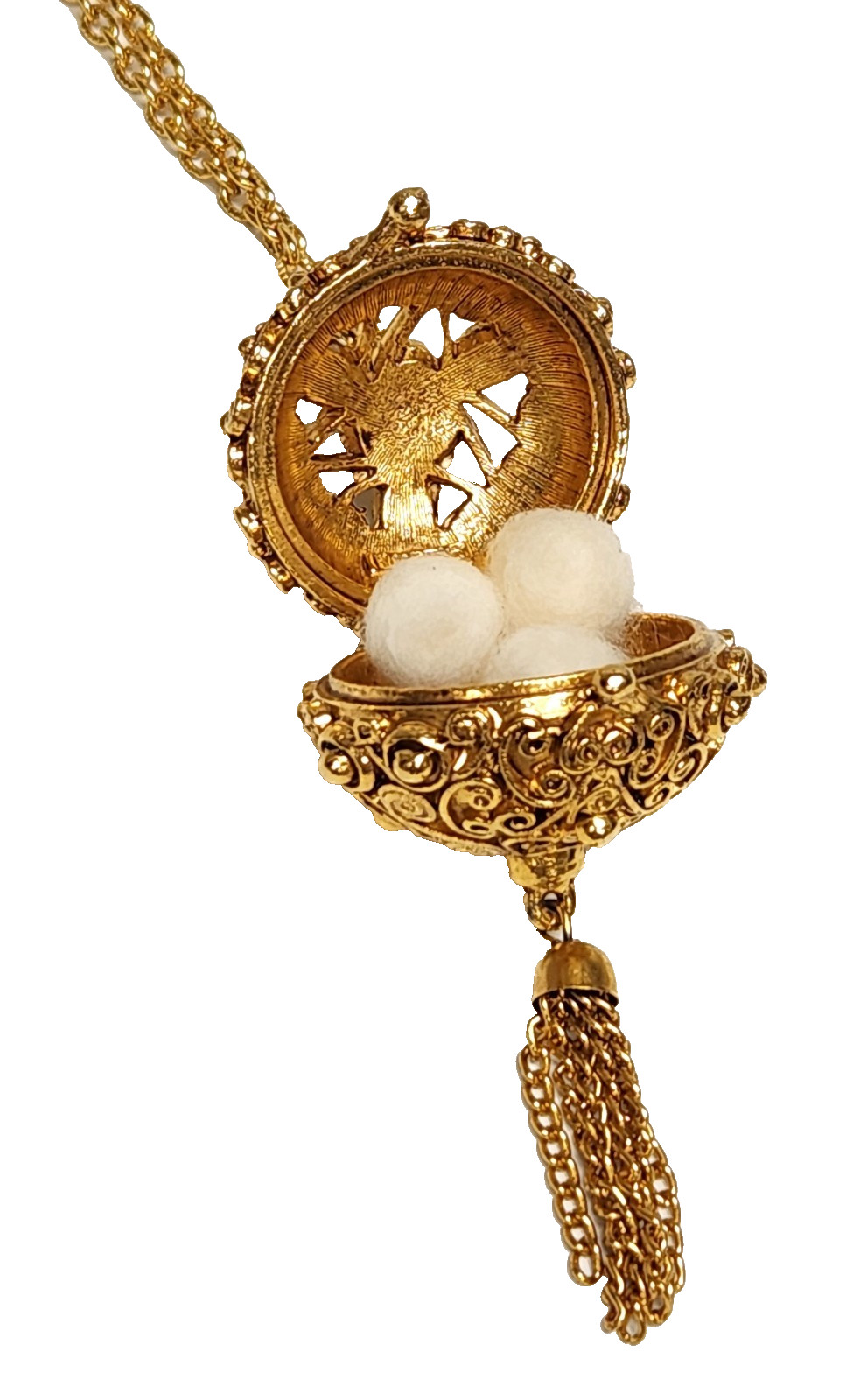 NWT FLORENZA Locket Bal-de-Parfum Perfume Tassel Pendant Necklace 25.5″ Chain