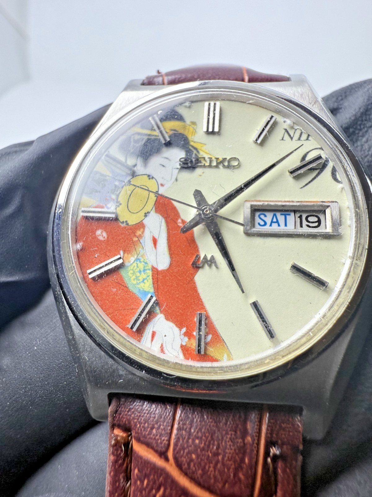 Rare SEIKO Lord Matic 5606-7010 Ukiyo-e Dial Japan