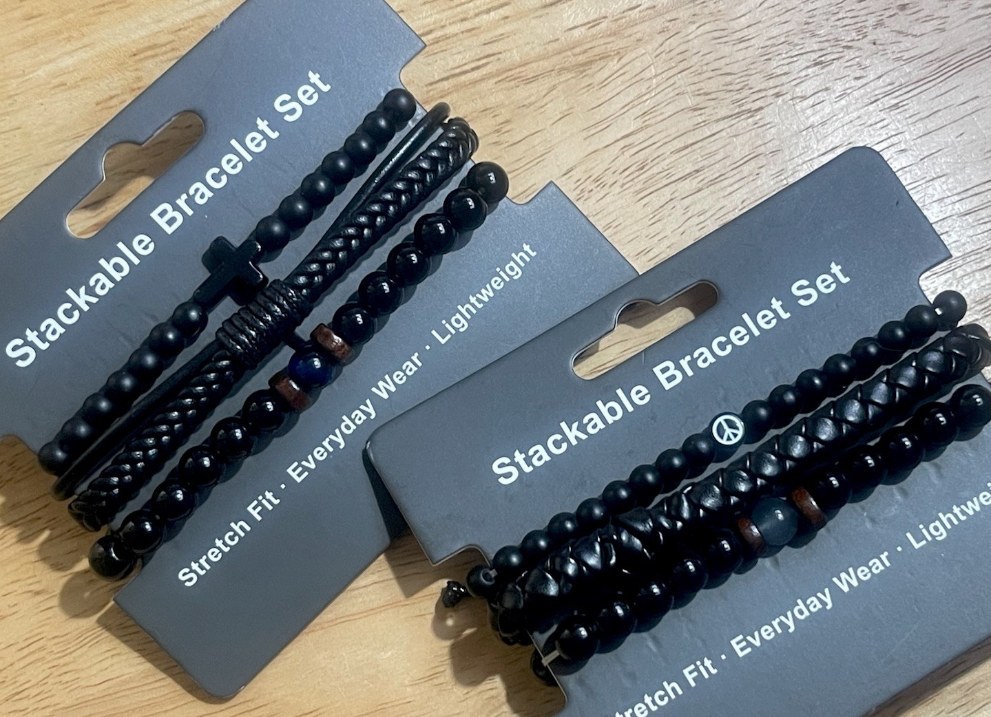 LegacyRock Men’s Stackable Bracelet Sets Beaded; Braided Charm Stretch Fitting