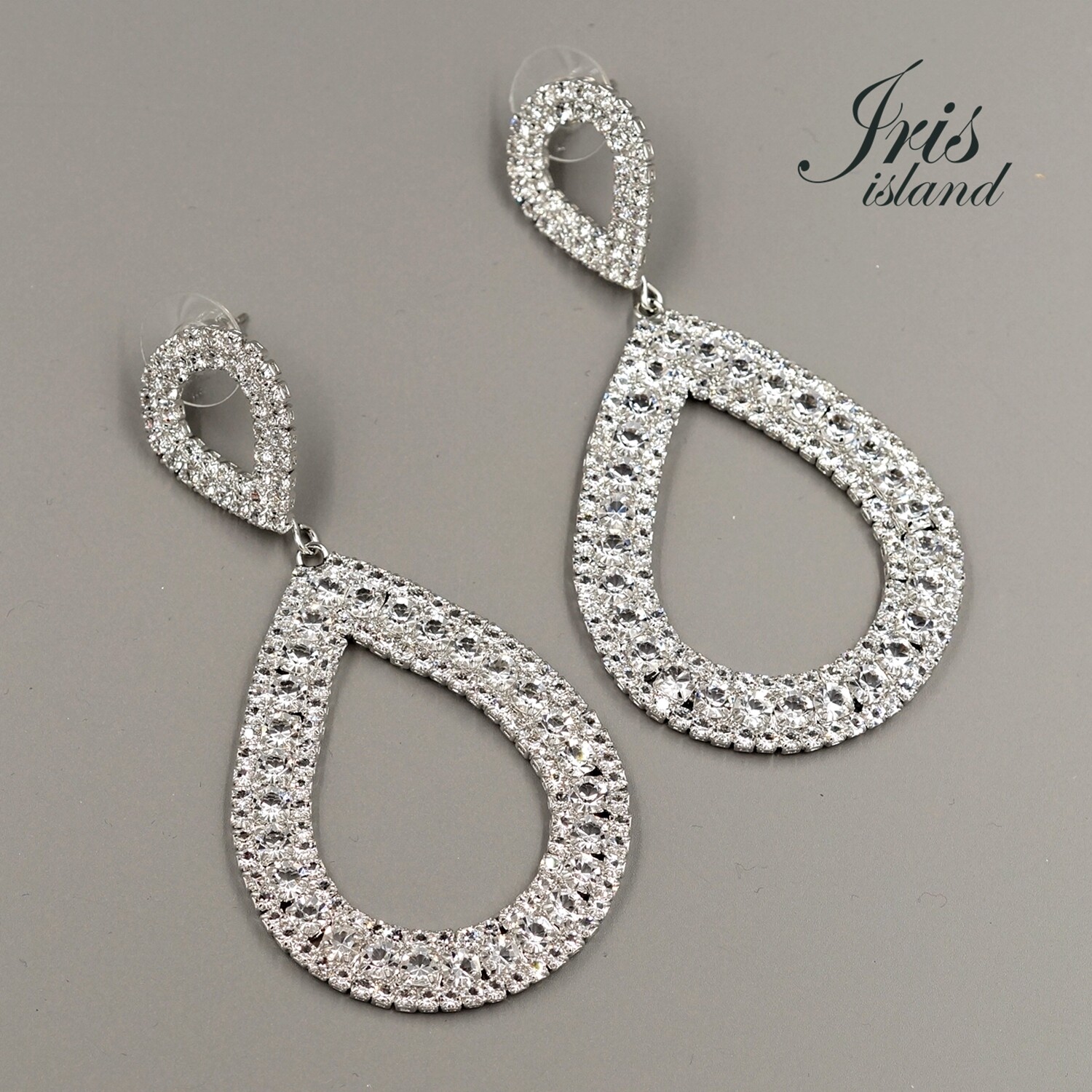 Women Cubic Zirconia CZ Huge Water Drop Dangle Hoop earrings Fashion Jewelry 855
