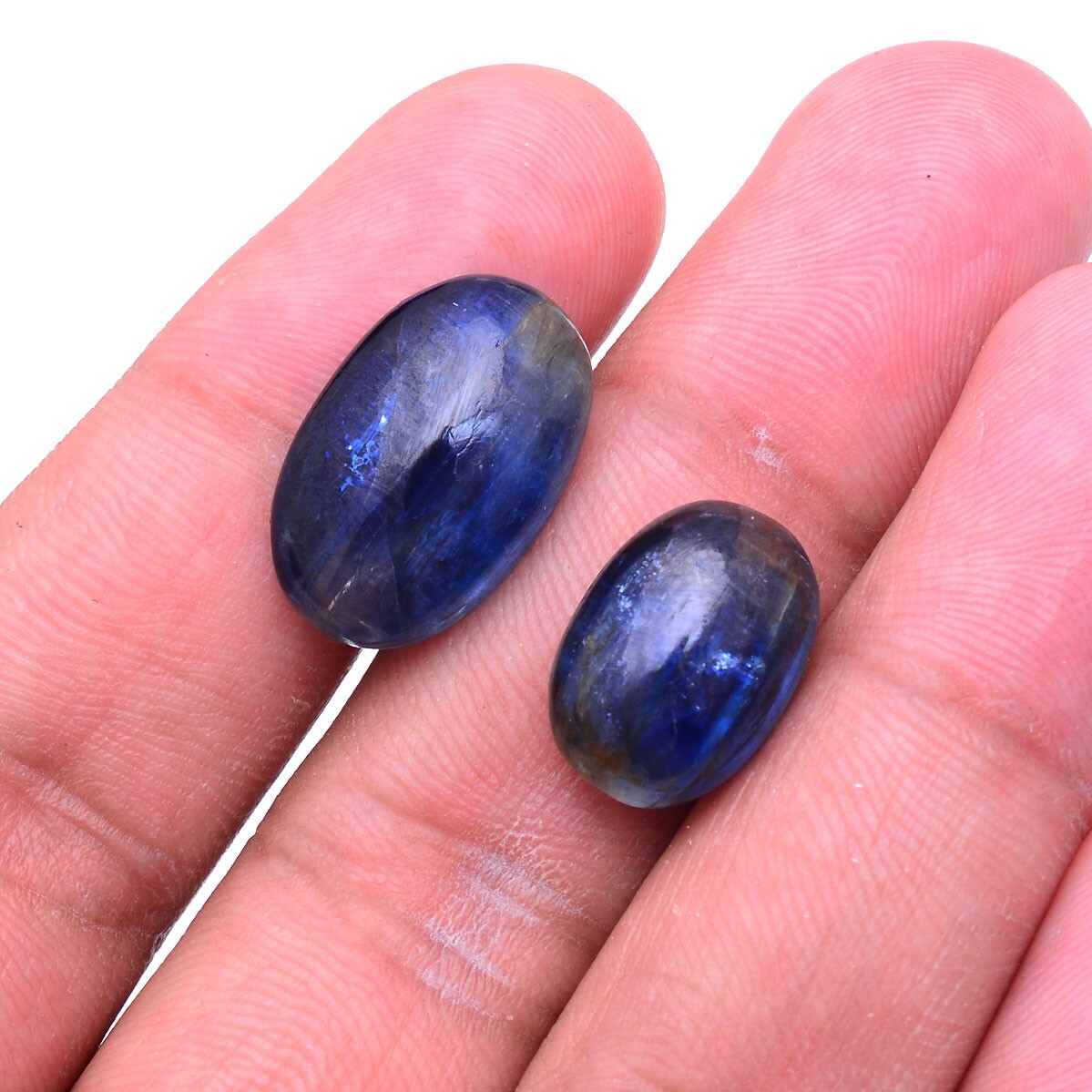 2 Pcs Natural Blue Kyanite Top Grade 15-19mm Oval Cabochon Untreated Gemstones