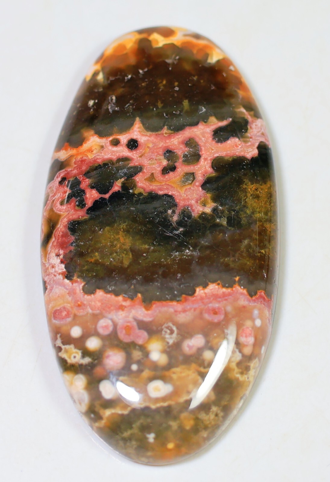 58 CT 6X23X45 mm NATURAL ORBICULAR OCEAN JASPER OVAL CABOCHON GEMSTONE CQ-192