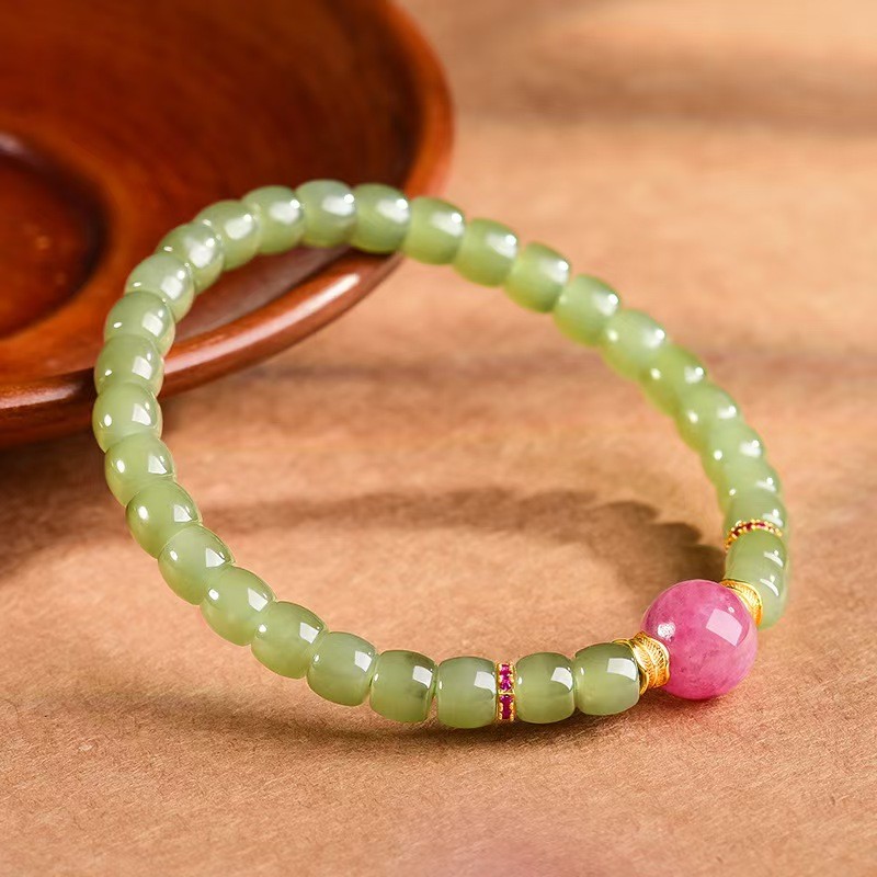 Certified Grade A Hetian Jasper Jade Bracelet Green Nephrite 16cm Women Gift