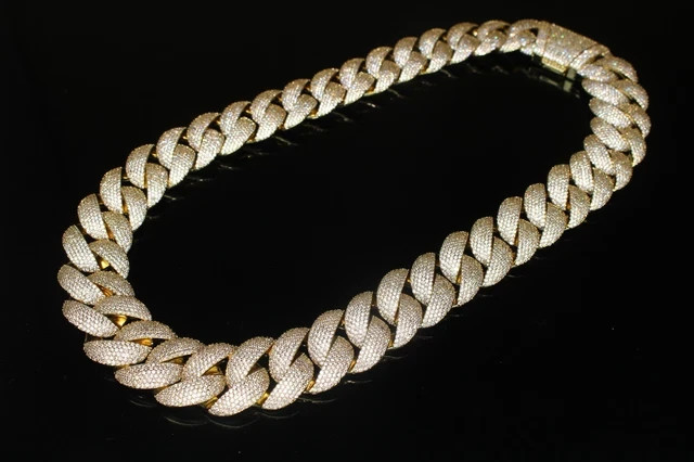 14k Yellow Gold Plated 4mm 3Ct Round Cut Simulated Diamond Men’s Cuban Bracelet