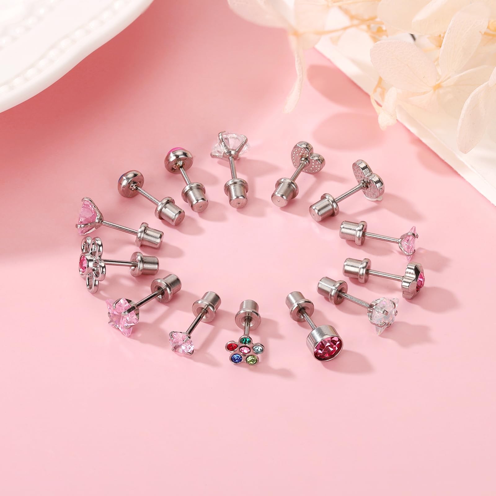 KANOUE 14 Pairs Surgical Steel Earrings Set for Toddlers, Kids, Women – Hypoa…
