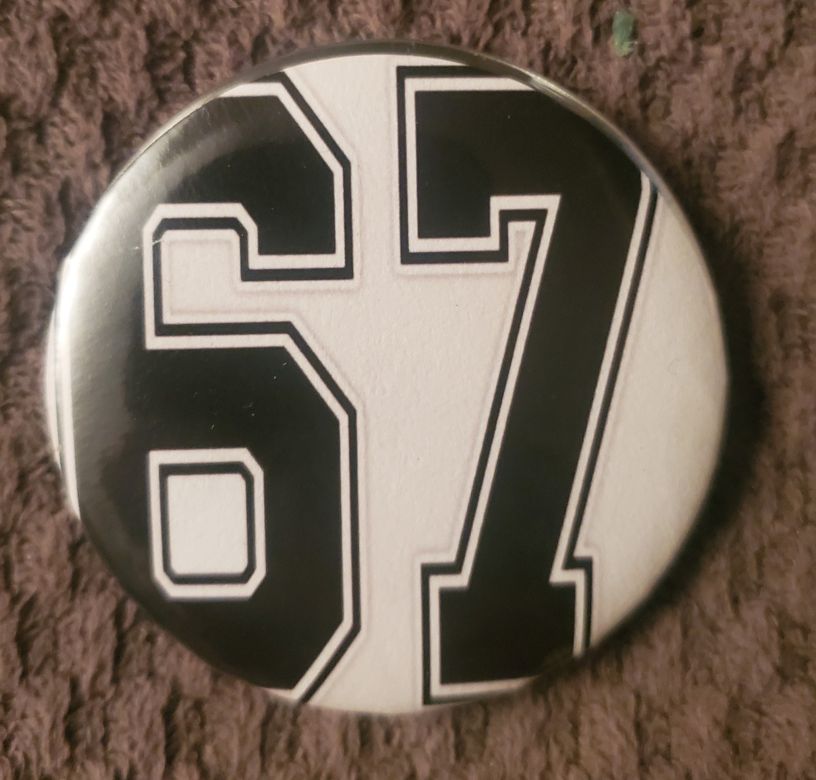 Playful 2 Inch 67 Button, The Latest Craze With Kids, A Must Have