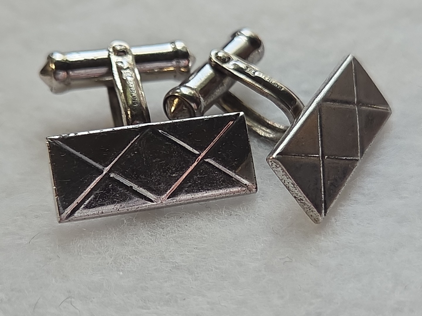Sterling Cufflinks B Inside Star Makers Mark Vtg 8.5 Grams