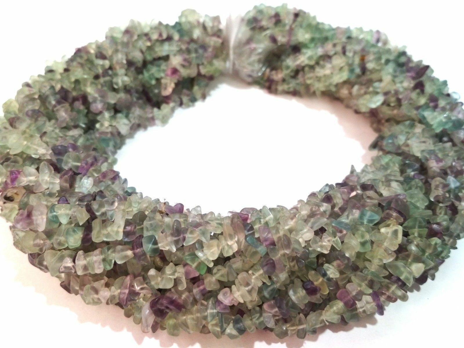 1-5 Strand Natural Multi Fluorite Smooth Chips Nuggets 4-6mm Loose Beads 34″inch