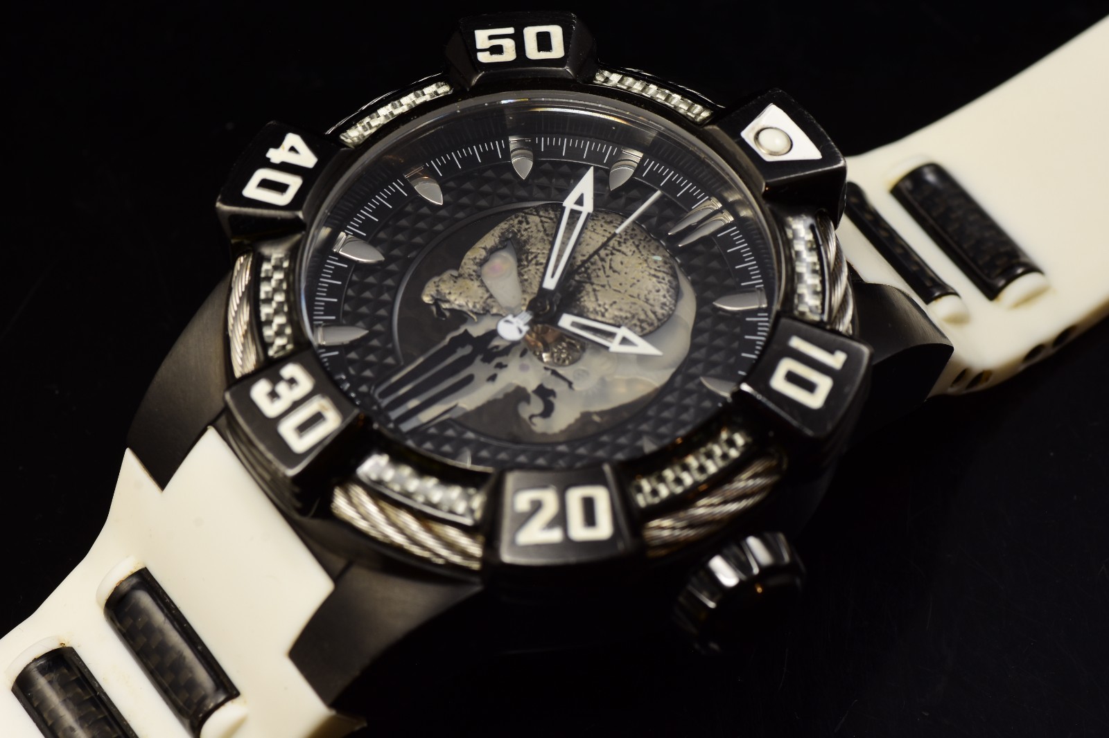 Invicta Men’s Aviator 48mm Multifunction Black Dial Purple Stainless Steel Watch