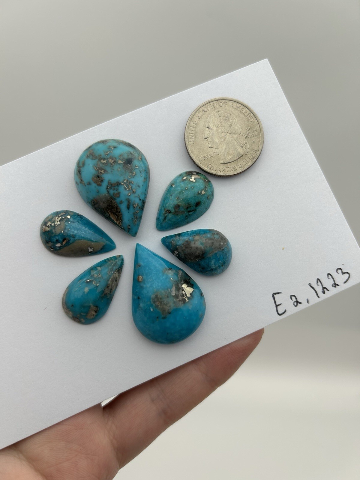 Turquoise Cabochons Teardrops 30Gram. 120Ct #E2.1223