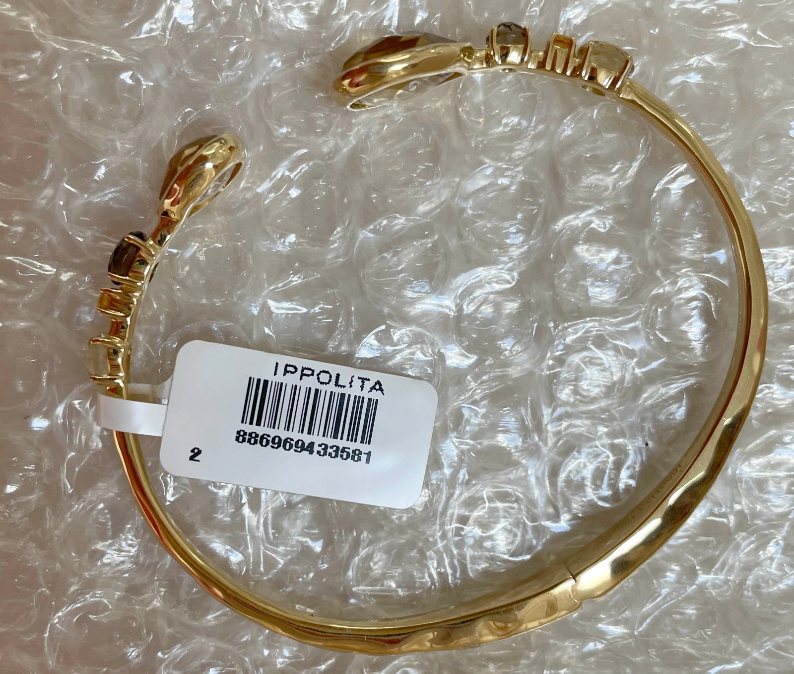 NWT Ippolita Rock Candy Citrine Smoky Quartz 18K Yellow Gold Cuff Bracelet Small