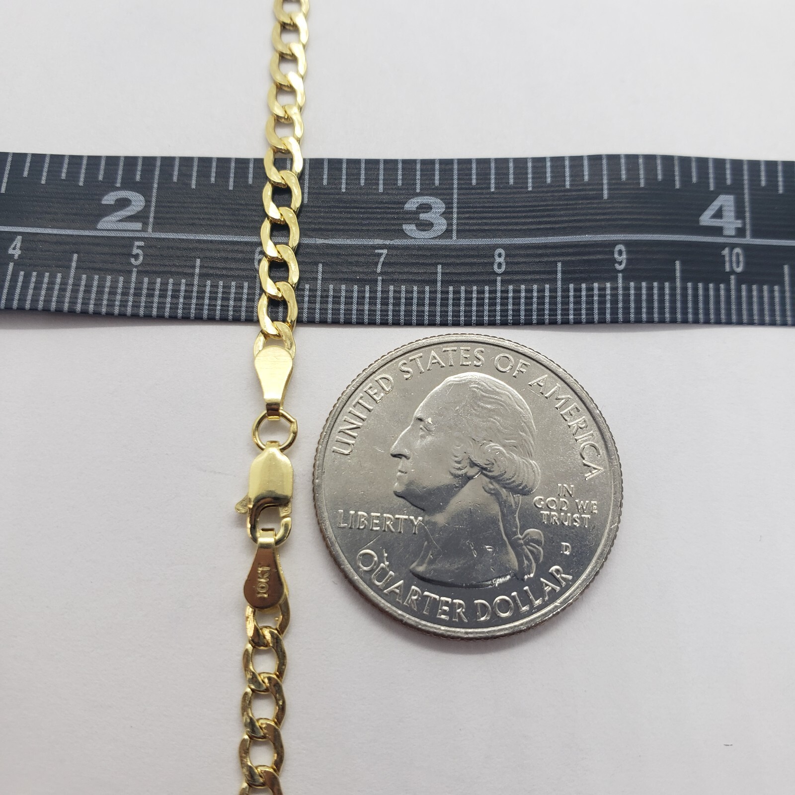 10K Yellow Gold Hollow Cuban Curb Chain Link Necklace Bracelet 2~7mm All Sizes