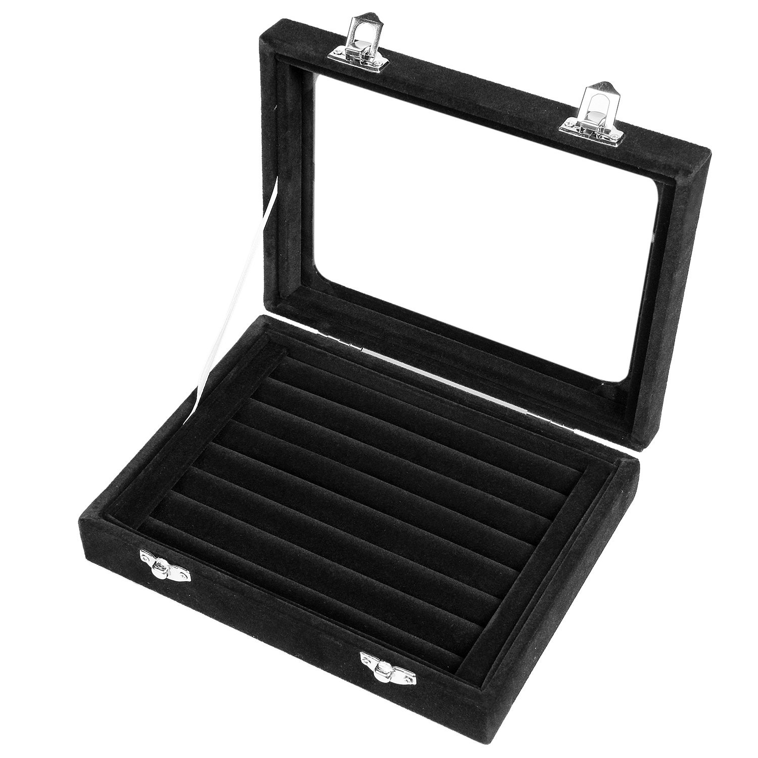 60 Slots Jewelry Ring Display Organizer Tray Holder Earrings Storage Boxes Case