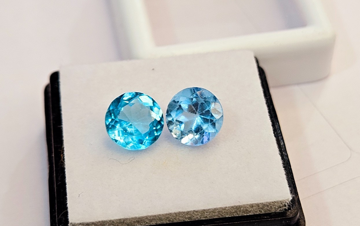 Round Cut Aquamarine 3 Ct Blue Pair Loose Certified Gemstone For Earring Making