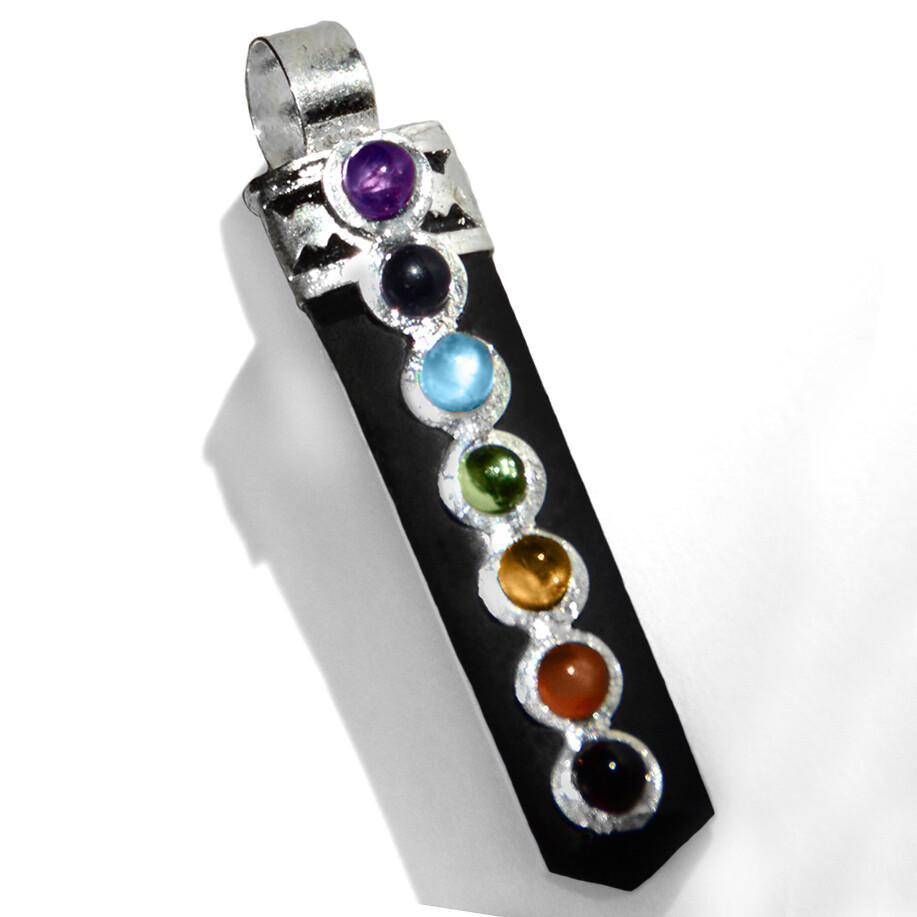 Black Tourmaline Chakra Pendant Sterling Silver Necklace Crystal Healing CHARGED