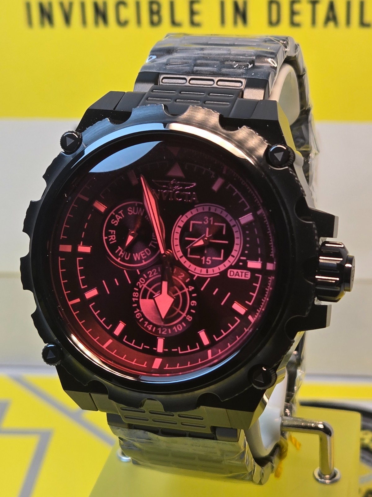 Invicta Coalition Forces Spline Mens Watch 50mm Black w/ Red Iridescent Dial NEW