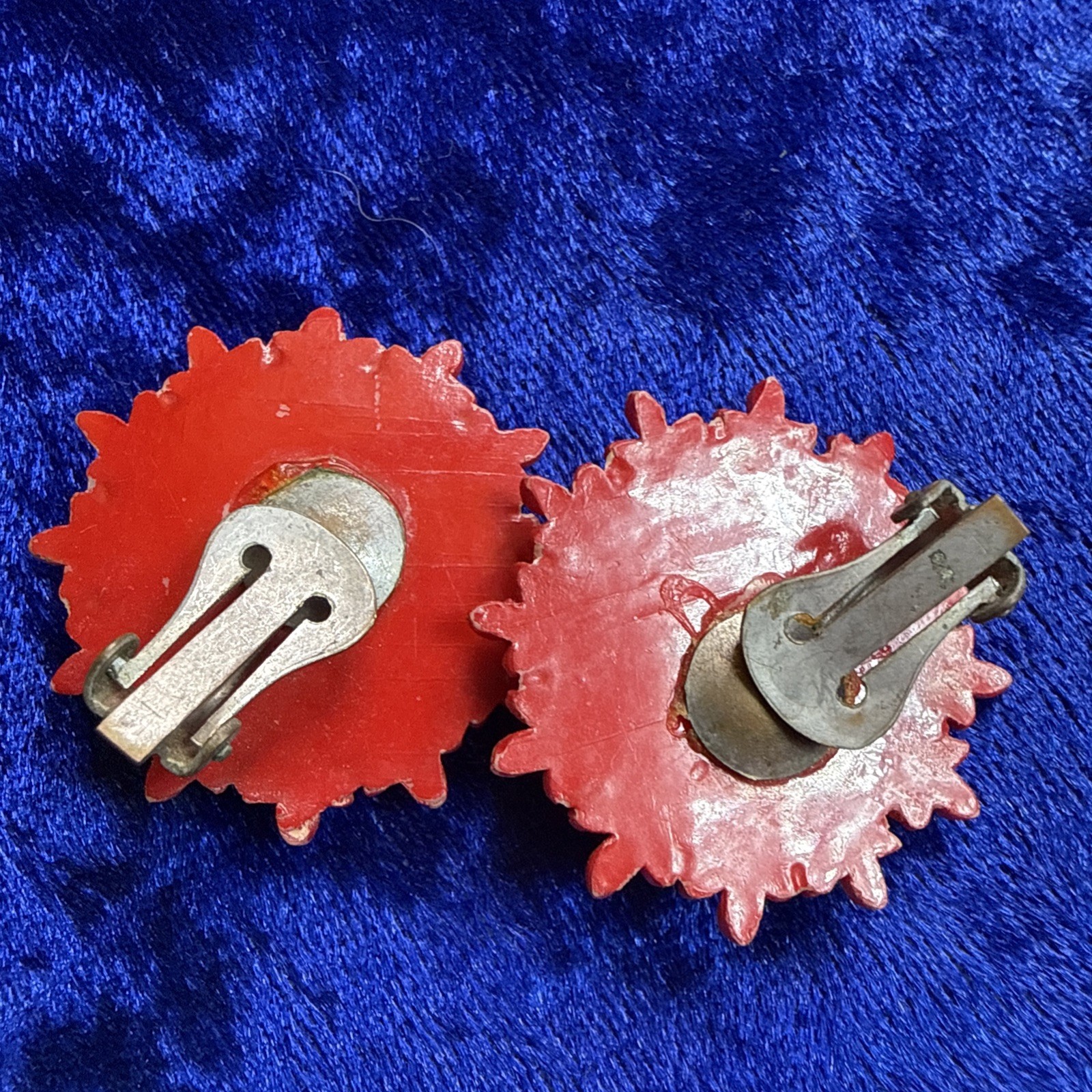 Vintage Clip On Earrings Lot of 3 Pairs Costume Jewelry Red White Mix Materials