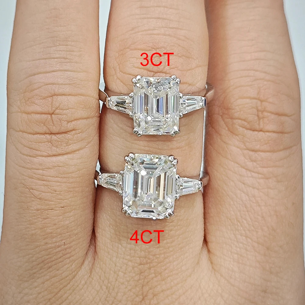 Sterling Silver Wedding Ring Polished Three Stone Style Prong Set Elegant Design