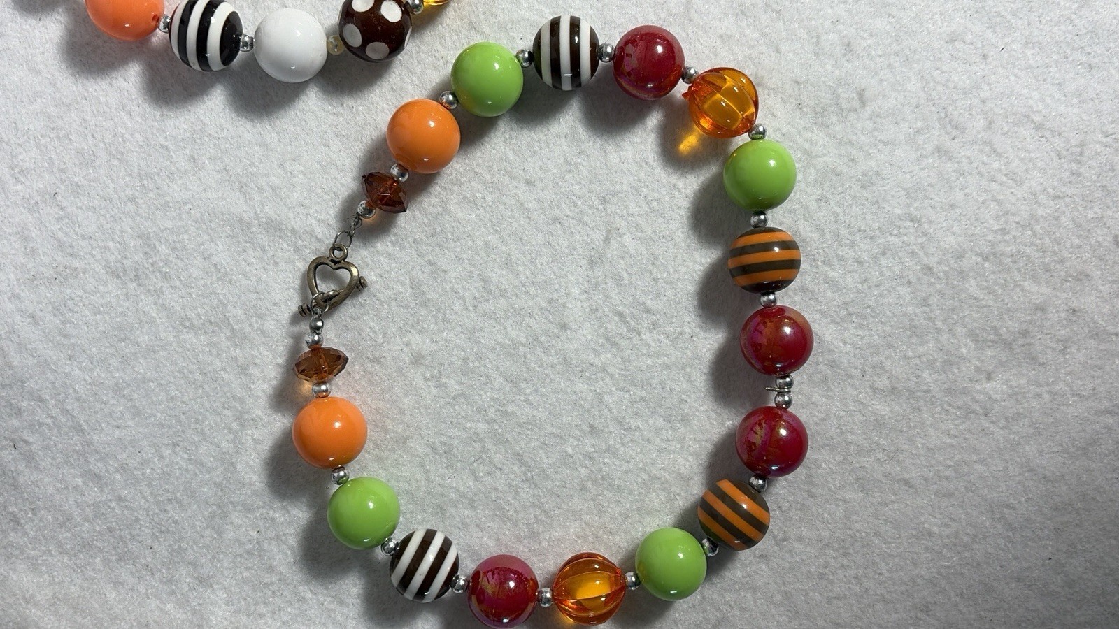 2 Fun Chunky Bubble Gum Bead Necklaces Halloween Colors Festive Costume Jewelry