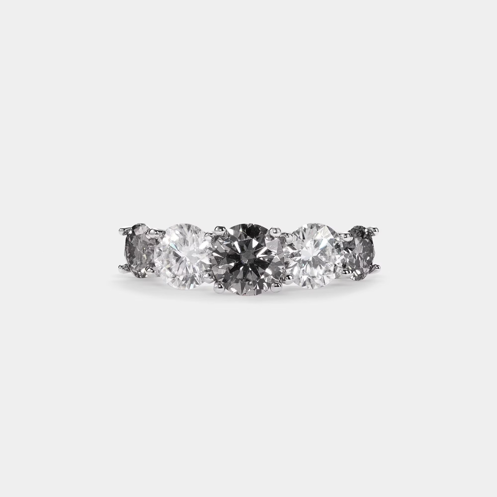 Color Five Stone Moissanite Cocktail Engagement Ring in 925 Sterling Silver