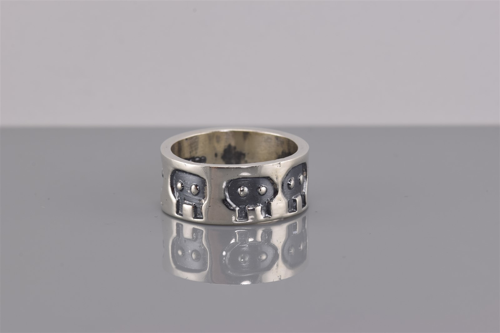 Sterling Silver Solid 8mm Carved Aliens Pacman Ghosts Band Ring Mex 925 Sz: 6