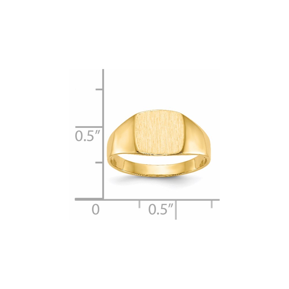 14k Yellow Gold 9.0×8.5mm Cushion Closed Back Signet Men’s Ring Size 7
