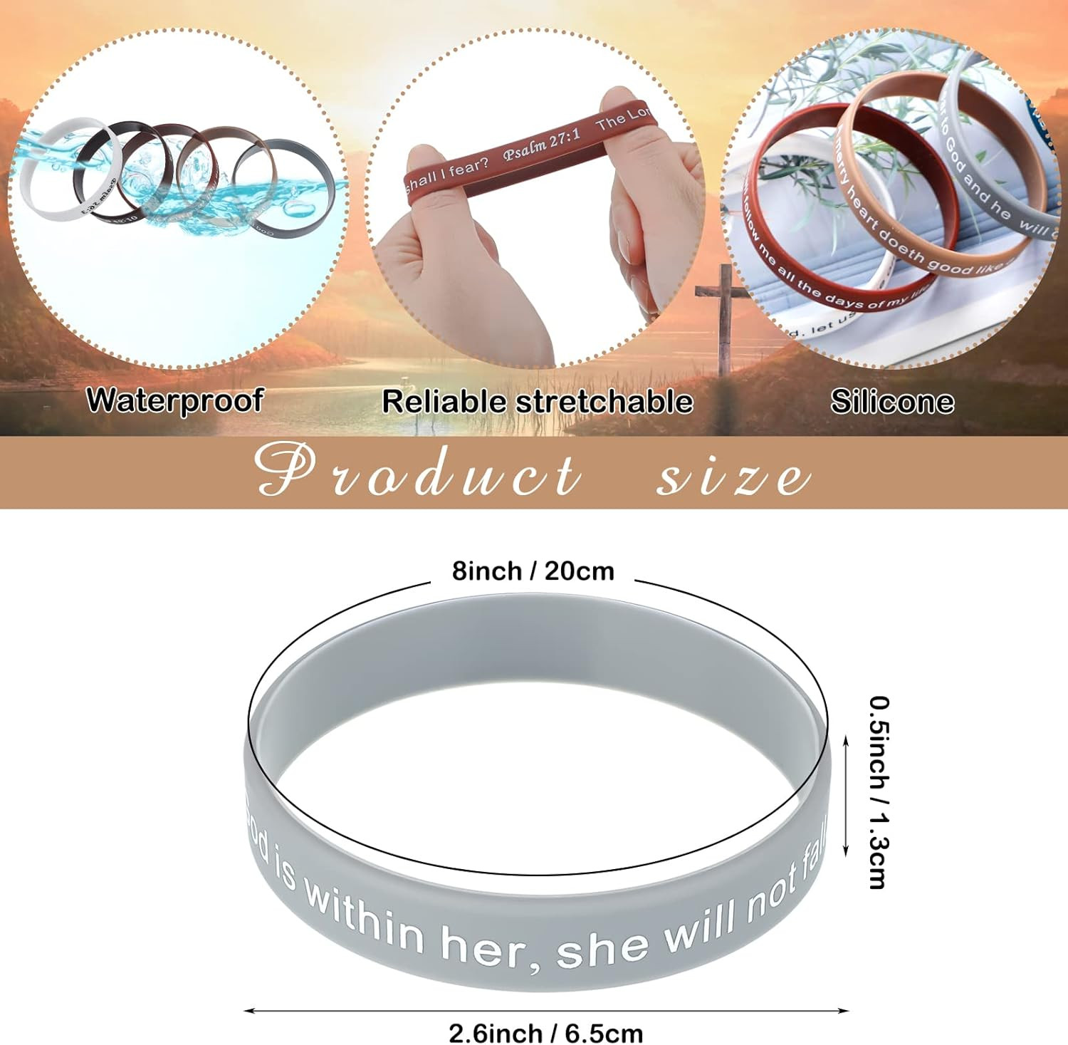 120 Pieces Bible Verses Bracelets Motivational Quote Rubber Wristbands Religious